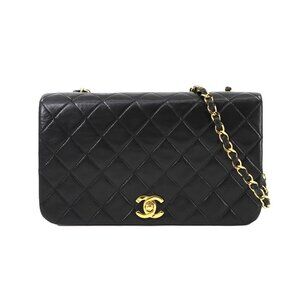 CHANEL Matelasse Chain Shoulder Bag Leather Black Vintage Purse 90279057